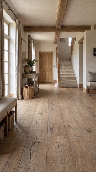 Reclaimed French white oak floor in a home