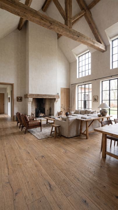 Reclaimed French white oak floor in a home