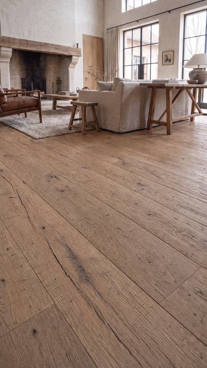 Reclaimed French white oak floor in a home