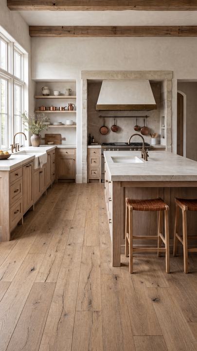 Reclaimed French white oak floor in a home